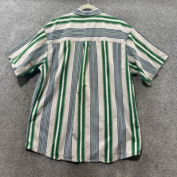 VTG Links Edition Button‎ Up Shirt Men XL Retro Striped Short Sleeve Cotton - Picture 2 of 11